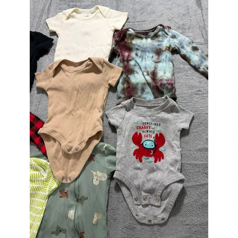 Baby‎ Onesies Sleeper Bundle Gerber Carters NB 3M 6M 9M Plaid Tie Dye 8pc Set